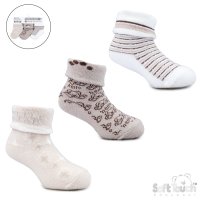 S506-COF-NB-3: Coffee 3 Pack Turnover Socks (NB-3 Months)